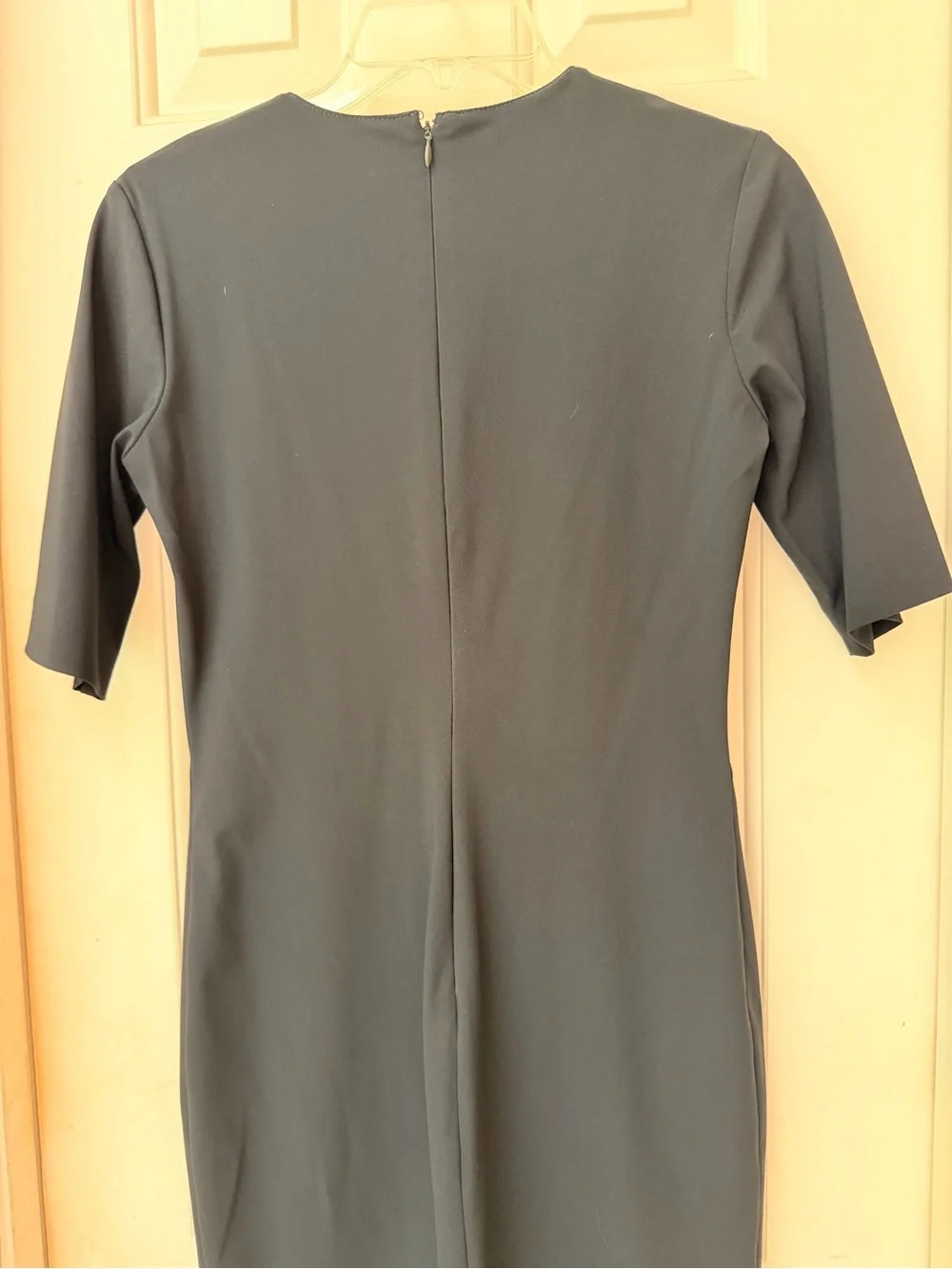 SET Black V-Neck Knee Length Sheath Dress, Fitted Stretch, Short Sleeve, Sz S - Picture 10 of 16